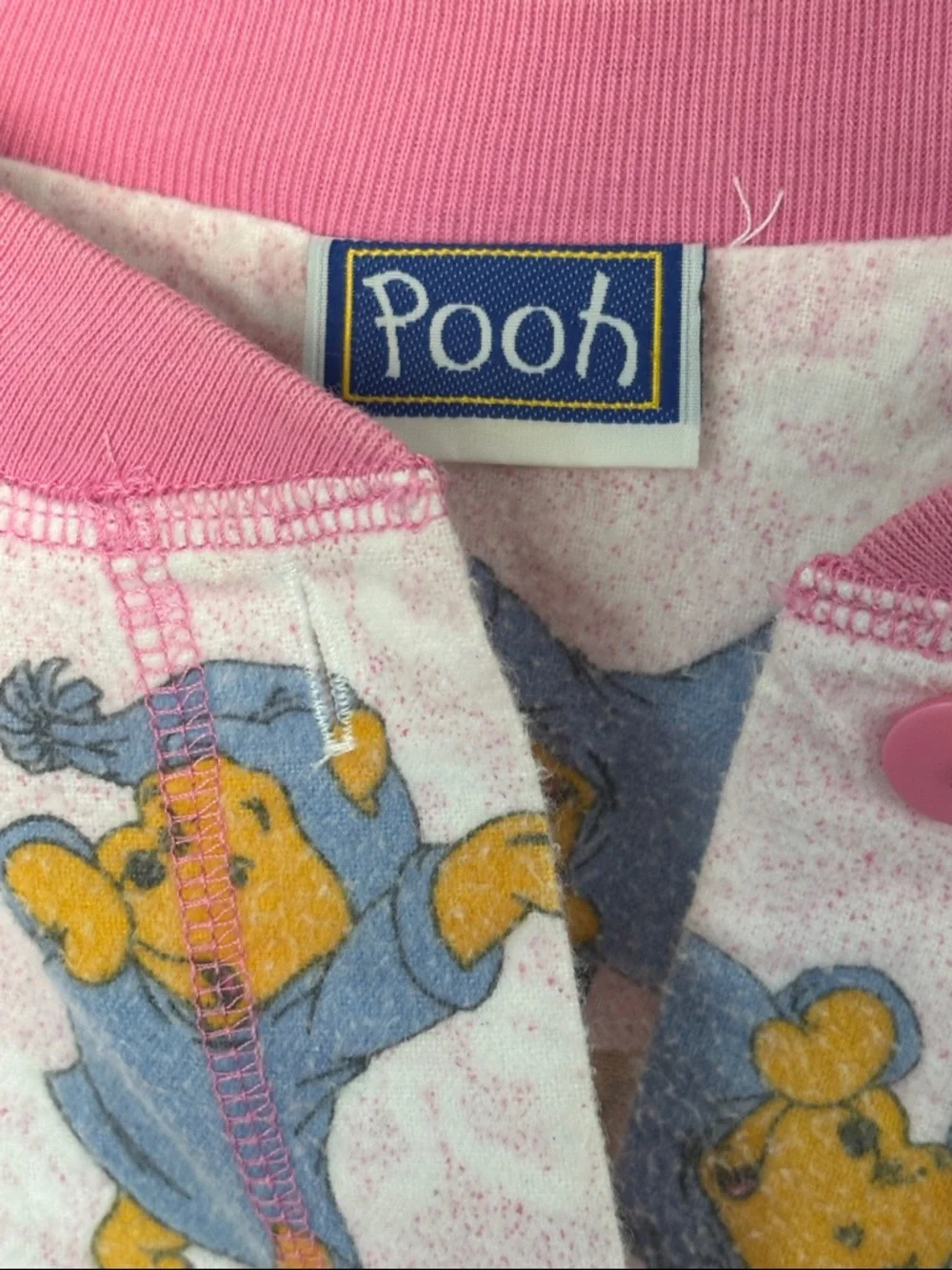 VTG Pooh Disney Pink Pajama Set - Soft Button-Up Top & Pants 100% Cotton - Picture 2 of 12